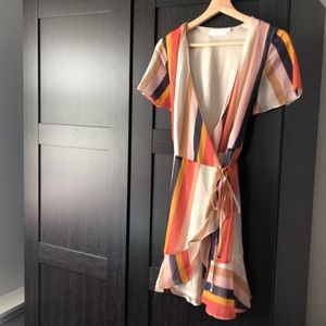 Striped wrap dress